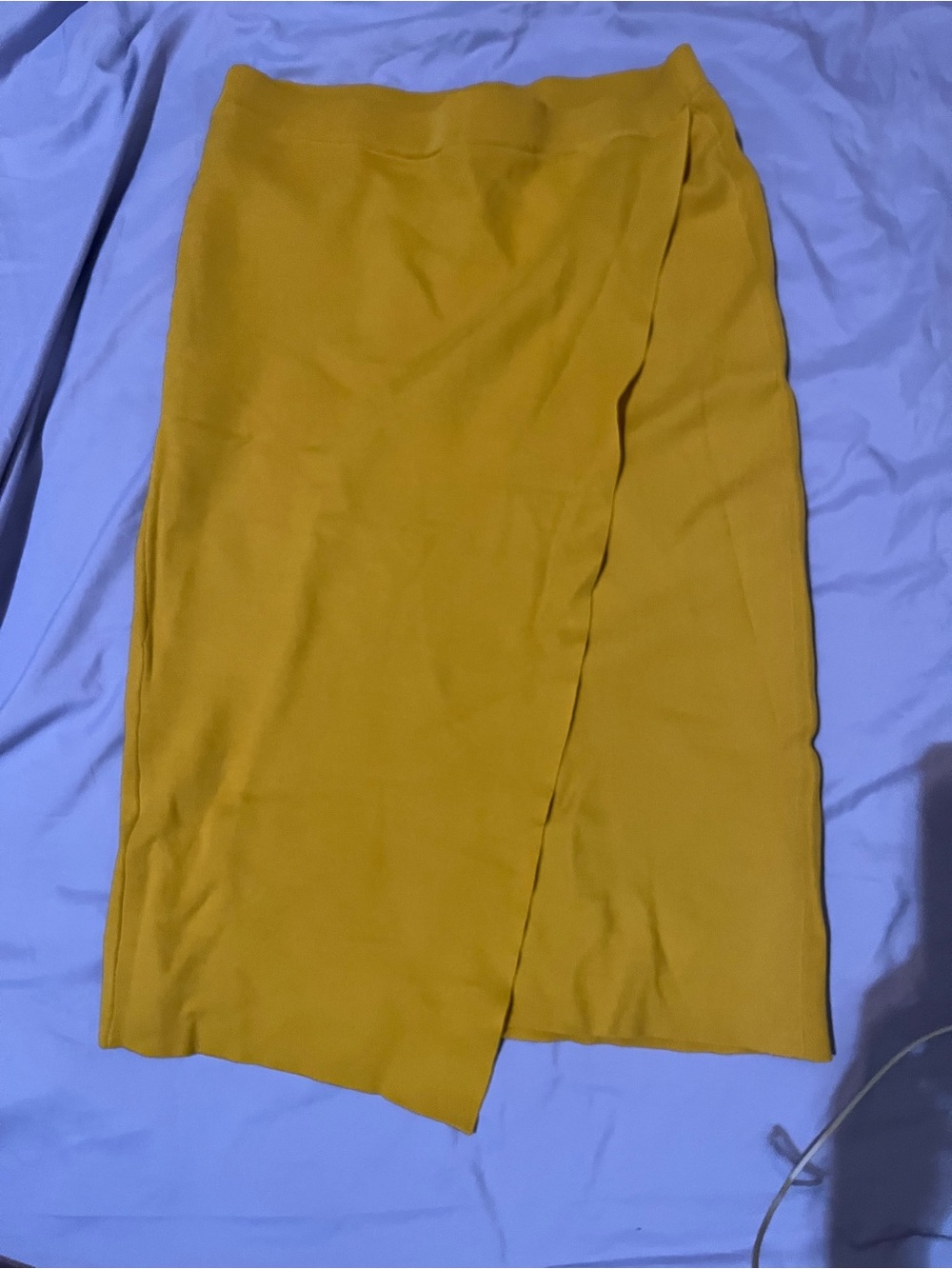New York & Company Mustard Wrap Midi Skirt